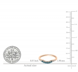0.25 Carat (ctw) 10K Rose Gold Round Blue & White Diamond Ladies Anniversary Wedding Stackable Band Guard Ring 1/4 CT