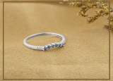 0.25 Carat (ctw) 14K White Gold Round Blue & White Diamond Ladies Anniversary Wedding Stackable Band Guard Ring 1/4 CT