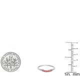 0.25 Carat (ctw) 10K White Gold Round Red Ruby & White Diamond Ladies Anniversary Wedding Stackable Band Guard Ring 1/4 CT