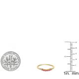 0.25 Carat (ctw) 10K Yellow Gold Round Red Ruby & White Diamond Ladies Anniversary Wedding Stackable Band Guard Ring 1/4 CT