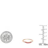 0.25 Carat (ctw) 18K Rose Gold Round Red Ruby & White Diamond Ladies Anniversary Wedding Stackable Band Guard Ring 1/4 CT