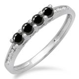 0.50 Carat (ctw) 14K White Gold Round Black & White Diamond Ladies Bridal Anniversary Wedding Band Stackable Ring 1/2 CT