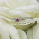 0.50 Carat (ctw) 10K White Gold Round Cut Red Ruby & White Diamond Ladies Bridal Halo Engagement Ring With Matching Band Set 1/2 CT