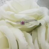 0.50 Carat (ctw) 10K White Gold Round Cut Red Ruby & White Diamond Ladies Bridal Halo Engagement Ring With Matching Band Set 1/2 CT