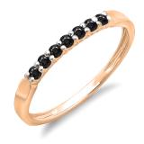 0.25 Carat (ctw) 14K Rose Gold Round Black Diamond Ladies 7 Stone Anniversary Wedding Band Stackable Ring 1/4 CT