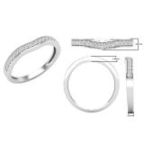 0.20 Carat (ctw) Round Diamond Ladies Wedding Stackable Contour Guard Band 1/5 CT Sterling Silver