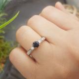 1.00 Carat (ctw) 10K Yellow Gold Round Blue Sapphire & White Diamond Ladies 3 Stone Bridal Engagement Ring 1 CT