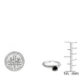1.33 Carat (ctw) 18K White Gold Round & Baguette Black & White Diamond Ladies Bridal Engagement Ring