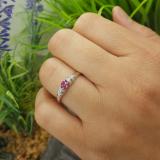 0.25 Carat (ctw) 10K White Gold Round Red Ruby & White Diamond Ladies Bridal Unique Engagement Ring 1/4 CT