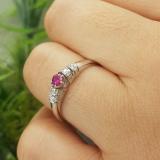 0.25 Carat (ctw) 10K White Gold Round Red Ruby & White Diamond Ladies Bridal Unique Engagement Ring 1/4 CT
