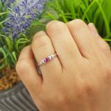 0.25 Carat (ctw) 10K White Gold Round Red Ruby & White Diamond Ladies Bridal Unique Engagement Ring 1/4 CT