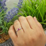 0.25 Carat (ctw) 10K White Gold Round Red Ruby & White Diamond Ladies Bridal Unique Engagement Ring 1/4 CT