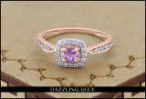0.50 Carat (ctw) 10K Rose GoldRound Pink Sapphire & White Diamond Ladies Halo Style Bridal Engagement Ring 1/2 CT