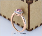 0.50 Carat (ctw) 18K Rose GoldRound Pink Sapphire & White Diamond Ladies Halo Style Bridal Engagement Ring 1/2 CT