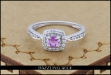 0.50 Carat (ctw) 18K White Gold Round Pink Sapphire & White Diamond Ladies Halo Style Bridal Engagement Ring 1/2 CT
