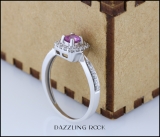 0.50 Carat (ctw) 18K White Gold Round Pink Sapphire & White Diamond Ladies Halo Style Bridal Engagement Ring 1/2 CT