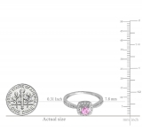0.50 Carat (ctw) 18K White Gold Round Pink Sapphire & White Diamond Ladies Halo Style Bridal Engagement Ring 1/2 CT