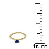 0.40 Carat (ctw) 10K Yellow Gold Round Cut Blue Sapphire Ladies Bridal Solitaire Engagement Ring