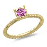 0.40 Carat (ctw) 10K Yellow Gold Round Cut Pink Sapphire Ladies Bridal Solitaire Engagement Ring
