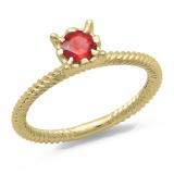 0.40 Carat (ctw) 10K Yellow Gold Round Cut Red Ruby Ladies Bridal Solitaire Engagement Ring