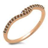 0.20 Carat (ctw) 10K Rose Gold Round Cut Champagne Diamond Ladies Anniversary Wedding Band Guard Ring 1/5 CT