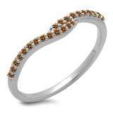 0.20 Carat (ctw) 10K White Gold Round Cut Champagne Diamond Ladies Anniversary Wedding Band Guard Ring 1/5 CT