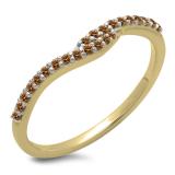 0.20 Carat (ctw) 10K Yellow Gold Round Cut Champagne Diamond Ladies Anniversary Wedding Band Guard Ring 1/5 CT