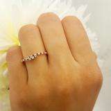 0.20 Carat (ctw) 14K Yellow Gold Round Cut Red Ruby & White Diamond Ladies Anniversary Wedding Band Guard Ring 1/5 CT