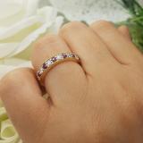 0.50 Carat (ctw) 18K Yellow Gold Round Cut Red Ruby & White Diamond Ladies Milgrain Anniversary Wedding Stackable Band 1/2 CT