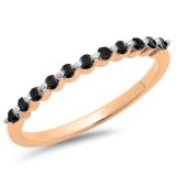 0.25 Carat (ctw) 10K Rose Gold Round Black Diamond Ladies 11 Stone Anniversary Wedding Stackable Band 1/4 CT
