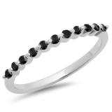 0.25 Carat (ctw) 10K White Gold Round Black Diamond Ladies 11 Stone Anniversary Wedding Stackable Band 1/4 CT
