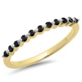 0.25 Carat (ctw) 10K Yellow Gold Round Black Diamond Ladies 11 Stone Anniversary Wedding Stackable Band 1/4 CT