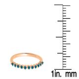 0.25 Carat (ctw) 18K Rose Gold Round Blue Diamond Ladies 11 Stone Anniversary Wedding Stackable Band 1/4 CT