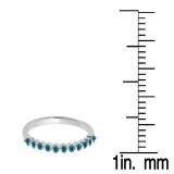 0.25 Carat (ctw) 18K White Gold Round Blue Diamond Ladies 11 Stone Anniversary Wedding Stackable Band 1/4 CT