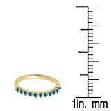 0.25 Carat (ctw) 18K Yellow Gold Round Blue Diamond Ladies 11 Stone Anniversary Wedding Stackable Band 1/4 CT