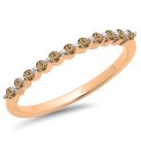 0.25 Carat (ctw) 10K Rose Gold Round Champagne Diamond Ladies 11 Stone Anniversary Wedding Stackable Band 1/4 CT