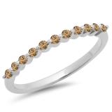 0.25 Carat (ctw) 10K White Gold Round Champagne Diamond Ladies 11 Stone Anniversary Wedding Stackable Band 1/4 CT