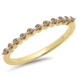 0.25 Carat (ctw) 10K Yellow Gold Round Champagne Diamond Ladies 11 Stone Anniversary Wedding Stackable Band 1/4 CT