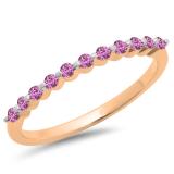 0.25 Carat (ctw) 10K Rose Gold Round Pink Sapphire Ladies 11 Stone Anniversary Wedding Stackable Band 1/4 CT