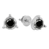 0.60 Carat (ctw) 18K White Gold Round Cut Black Diamond Ladies Solitaire Bezel Set Stud Earrings