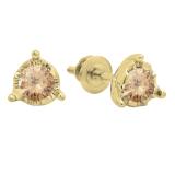 0.60 Carat (ctw) 10K Yellow Gold Round Cut Champagne Diamond Ladies Solitaire Bezel Set Stud Earrings