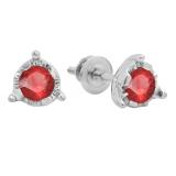 0.60 Carat (ctw) 10K White Gold Round Cut Red Ruby Ladies Solitaire Bezel Set Stud Earrings