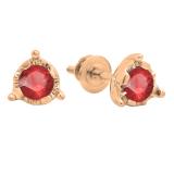 0.60 Carat (ctw) 14K Rose Gold Round Cut Red Ruby Ladies Solitaire Bezel Set Stud Earrings