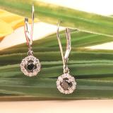 0.55 Carat (ctw) 14K White Gold Round Cut Black & White Diamond Ladies Cluster Halo Style Drop Earrings 1/2 CT