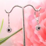 0.55 Carat (ctw) 18K White Gold Round Cut Black & White Diamond Ladies Cluster Halo Style Drop Earrings 1/2 CT
