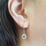 0.55 Carat (ctw) 18K White Gold Round Cut Blue & White Diamond Ladies Cluster Halo Style Drop Earrings 1/2 CT