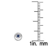 0.80 Carat (ctw) 14K White Gold Round Cut Blue Sapphire & White Diamond Ladies Cluster Swirl Stud Earrings 3/4 CT