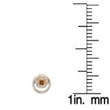 0.80 Carat (ctw) 14K Rose Gold Round Cut Champagne & White Diamond Ladies Cluster Swirl Stud Earrings 3/4 CT