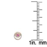 0.80 Carat (ctw) 14K Rose Gold Round Cut Pink Sapphire & White Diamond Ladies Cluster Swirl Stud Earrings 3/4 CT