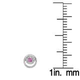 0.80 Carat (ctw) 14K White Gold Round Cut Pink Sapphire & White Diamond Ladies Cluster Swirl Stud Earrings 3/4 CT